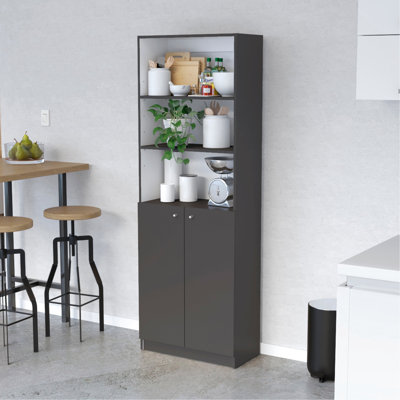 Bibliothèque 2 portes gris et blanc mat - Solution de rangement fonctionnelle et polyvalente pour organiser votre maison