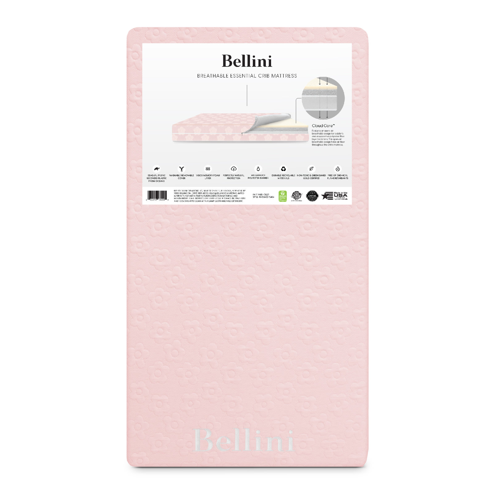 Bellini Breathable Essential Crib Mattress, Pink