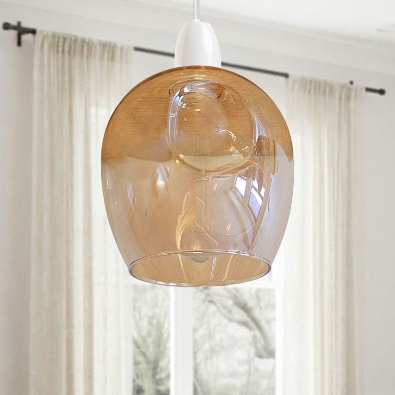 15cm H Metal Dome Lamp Shade ( Screw On ) in Amber