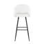 Ensemble de 2 tabourets de bar à hauteur fixe avec structure en métal noir, siège en similicuir blanc et repose-pieds carré intégré pour une assise de bar stable et confortable.-186062459-186062456