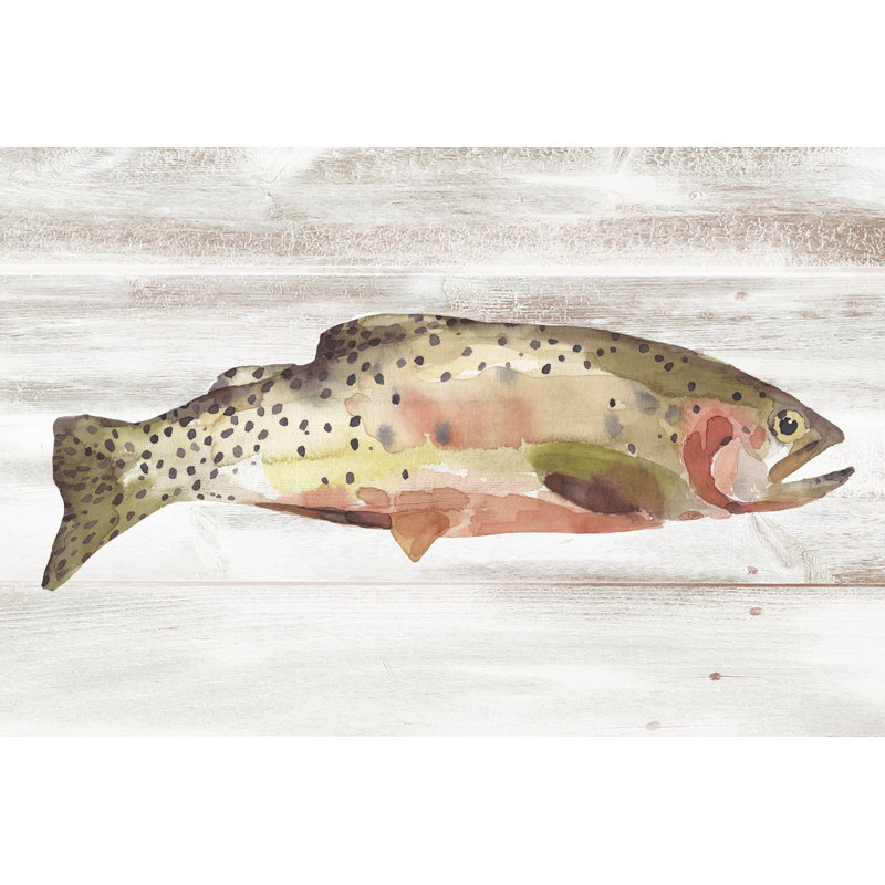 Spotted Trout II by Annie Warren - Painting on Canvas, 81 cm H x 122 cm W, Black Floater Framed