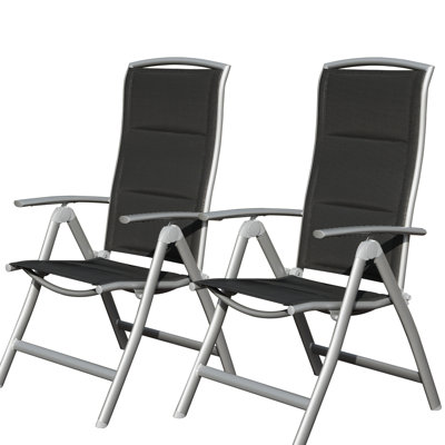 Chaises de patio pour 2 personnes, aluminium. Tissu gris foncé. Réglable. Siège rembourré. Pliable pour un rangement compact. Plage, terrasse, jardin en aluminium 2 en gris. Conception portable. Jardin confortable et convenable,