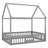 Full Size Wood House Bed with Fence-598708472