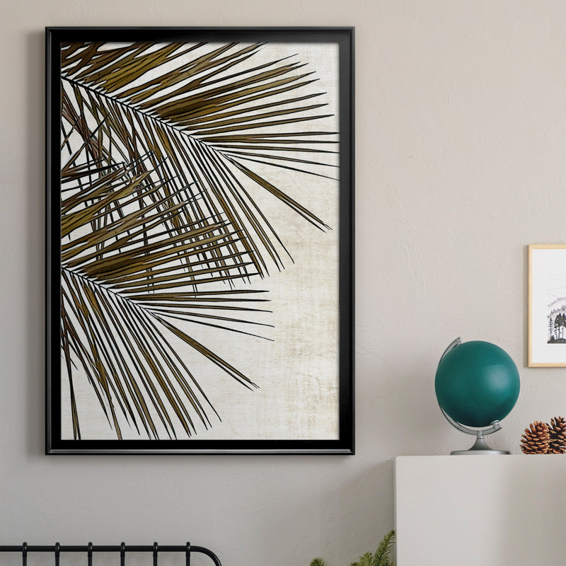 Palm I - peinture sur toile encadrée, Cadre noir, H 30,5 po x l 42,5 po x P 1,5 po