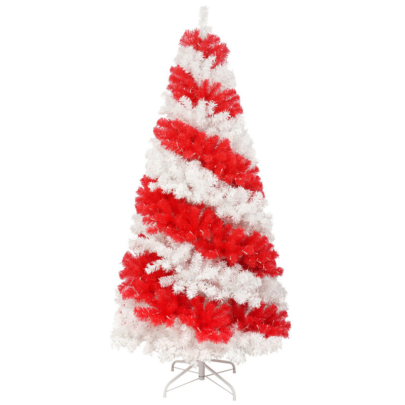 Arbre de Noël artificiel 6 pi avec 300 lumières à DEL et 900 branches flexibles, arbre de Noël en forme de canne de bonbon, arbres de Noël créatifs, décorations de Noël