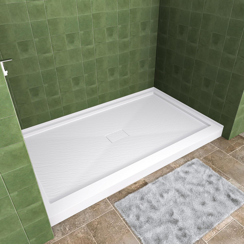 48" X 32" SMC Single-Threshold Shower Base With Center Drain & Complete Drain Assembly