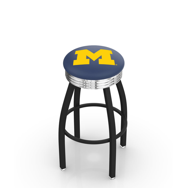 Tabouret de bar Logo Series, Tabouret de bar d'une hauteur de siège de 30 po, Chrome soudé solide, Université du Michigan