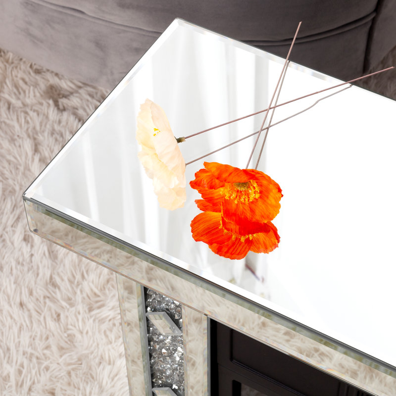 Petit foyer électrique l 28 po avec manteau de cheminée en miroir