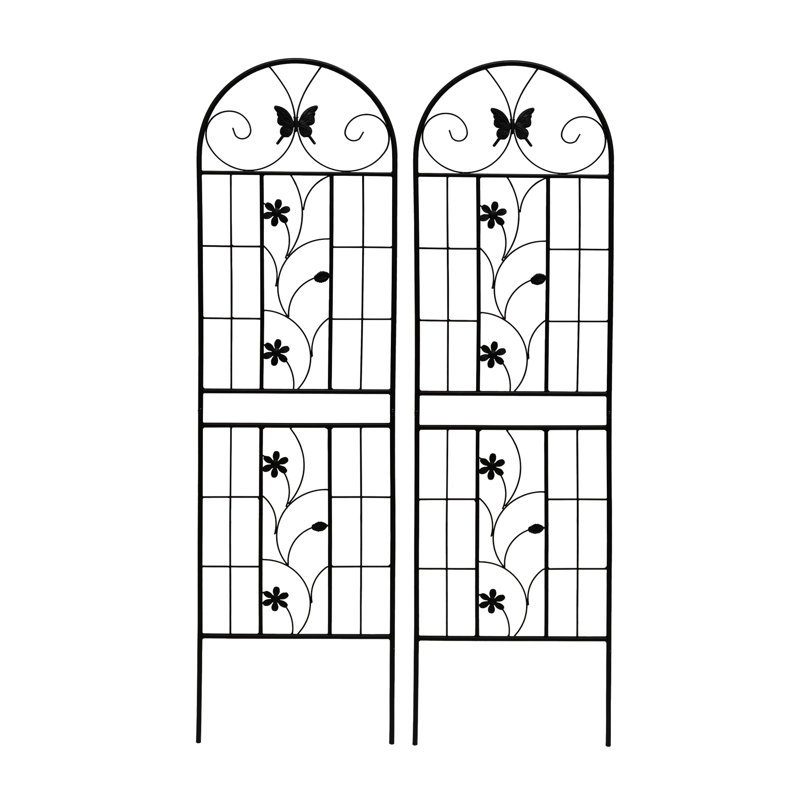 Treillis de jardin en métal 71 po x 19,7 po, paquet de 2, rouille - pour l'extérieur et concombre, noir, facile à assembler, solide antirouille 71 po x 19,7 po, 2, lierre, construction, stable