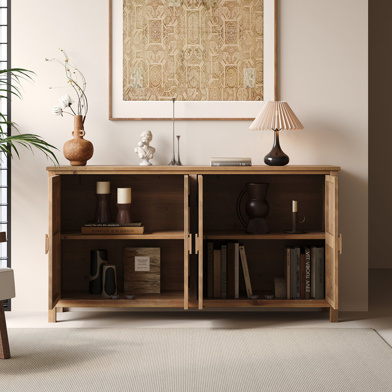 Meuble d'appoint en bois avec 4 portes et tablettes ajustables