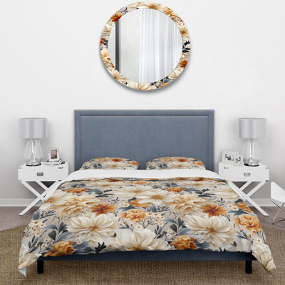 Boho Earthy Blooms Poppies Garden - Ensemble de housse de couette à motif floral