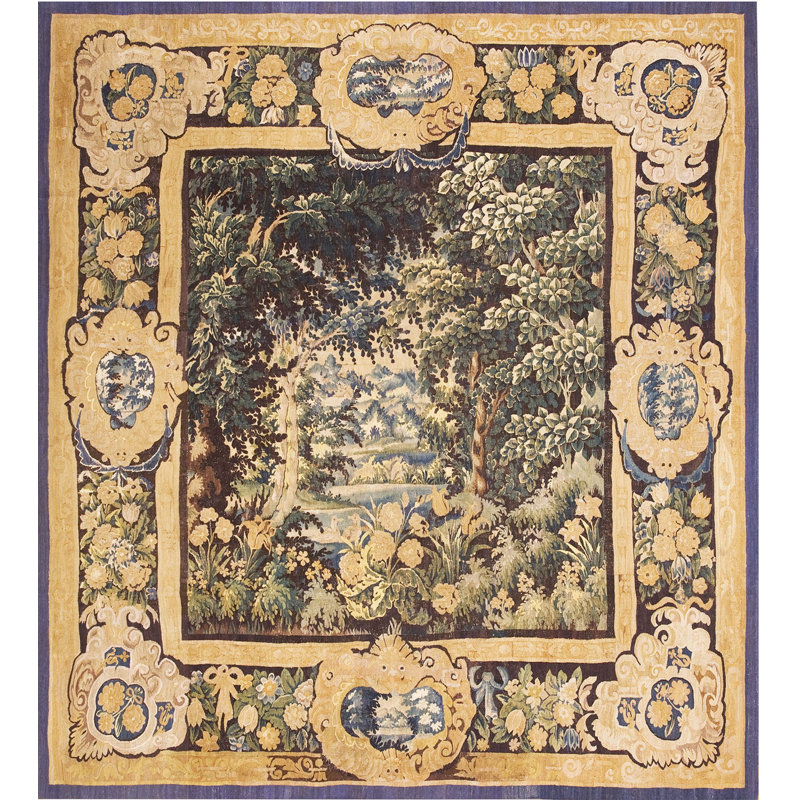 Antique Tapestry Room Size Wool Rug