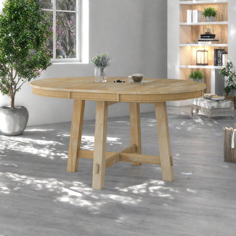 Table de salle à manger extensible Farmhouse, Bois naturel délavé