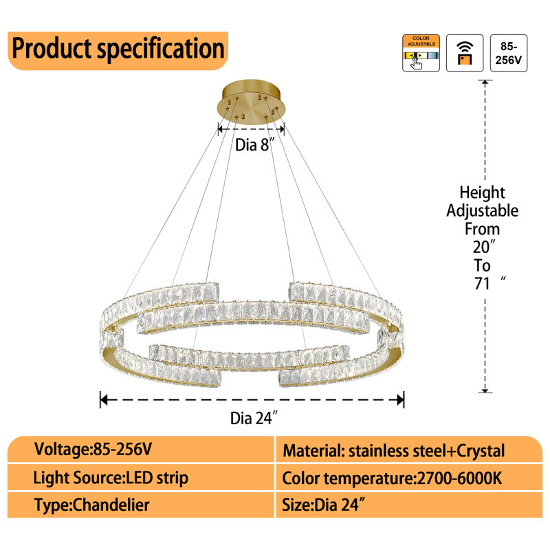 Lustre annulaire à DEL moderne à intensité variable