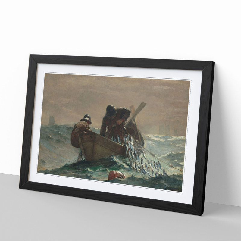 The Herring Net by Winslow Homer - Picture Frame Painting, 36cm H x 48cm W x 2cm D, Black