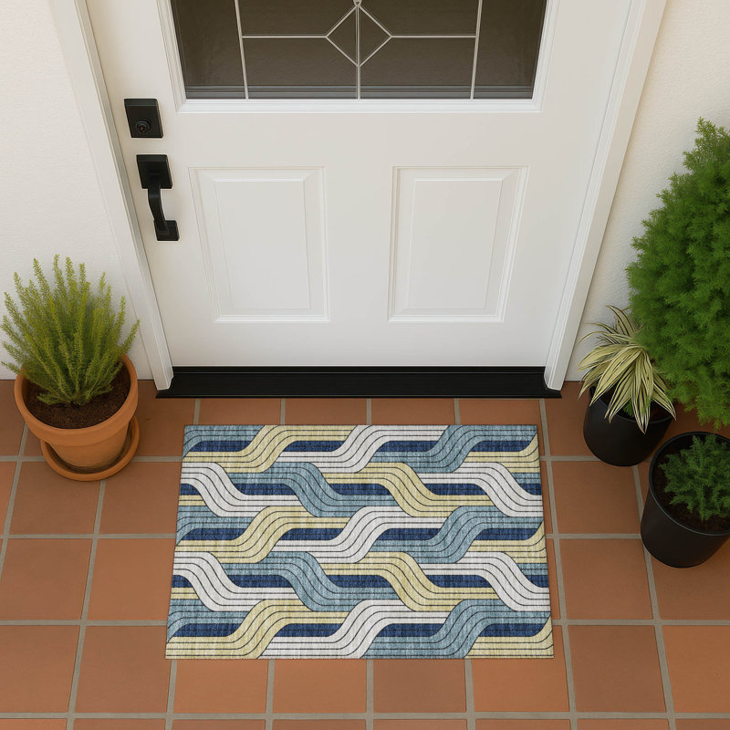 Machine Washable Indoor/Outdoor Lockway ACN2422 Mid-Century Modern Rug, Rectangle 1'8" x 2'6"