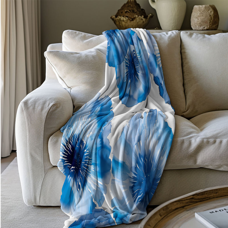 Shibori Splash Delight - Couverture sherpa de qualité supérieure 1 pièce, Lit simple