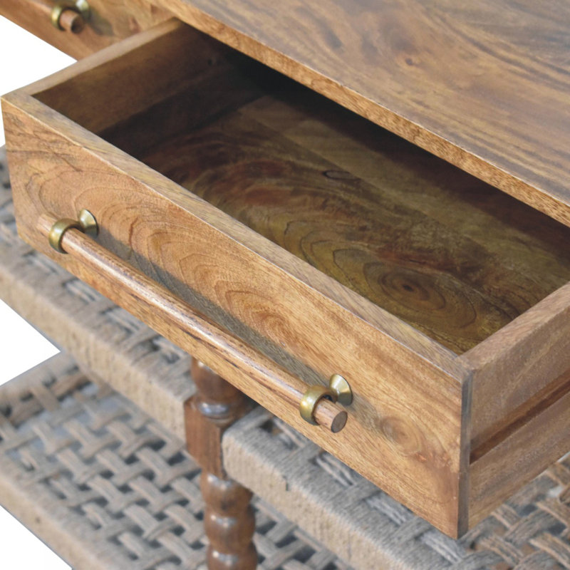 Solid Wood Spindle Woven Console , Brown