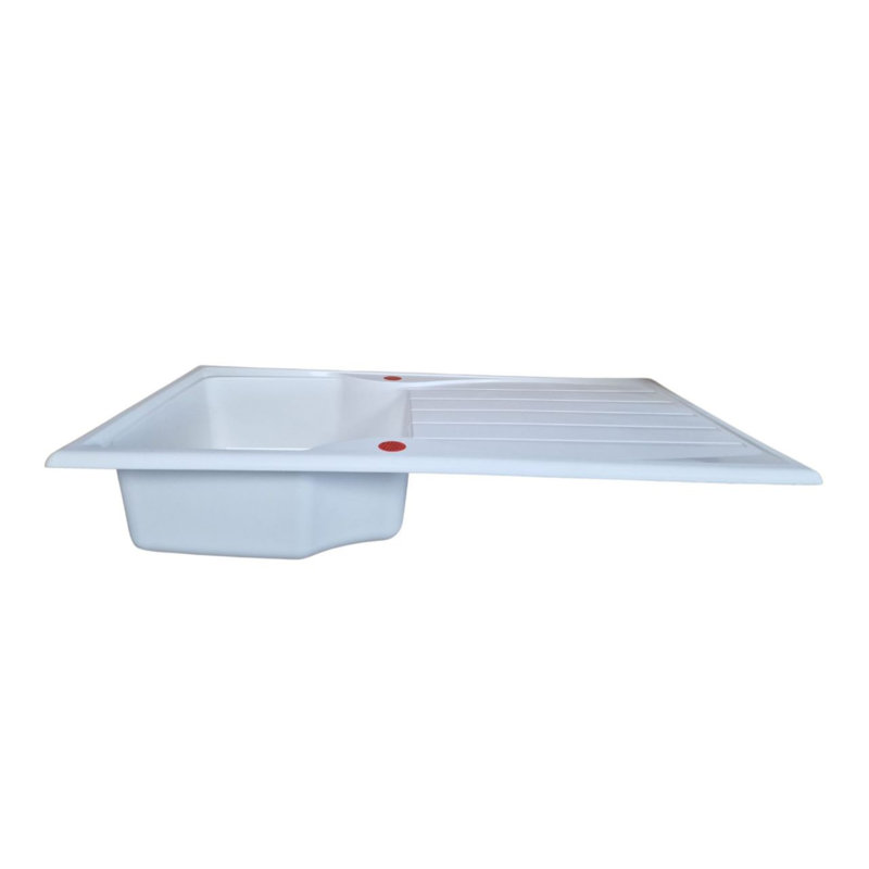 Belfry Kitchen Chamorro 16.9mm W Single Bowl Fibreglass Drop-In Kitchen Sink with 1 Faucet Hole, White