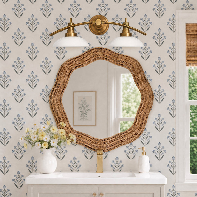 2‑Light Antique Brass Vanity Wall Sconce