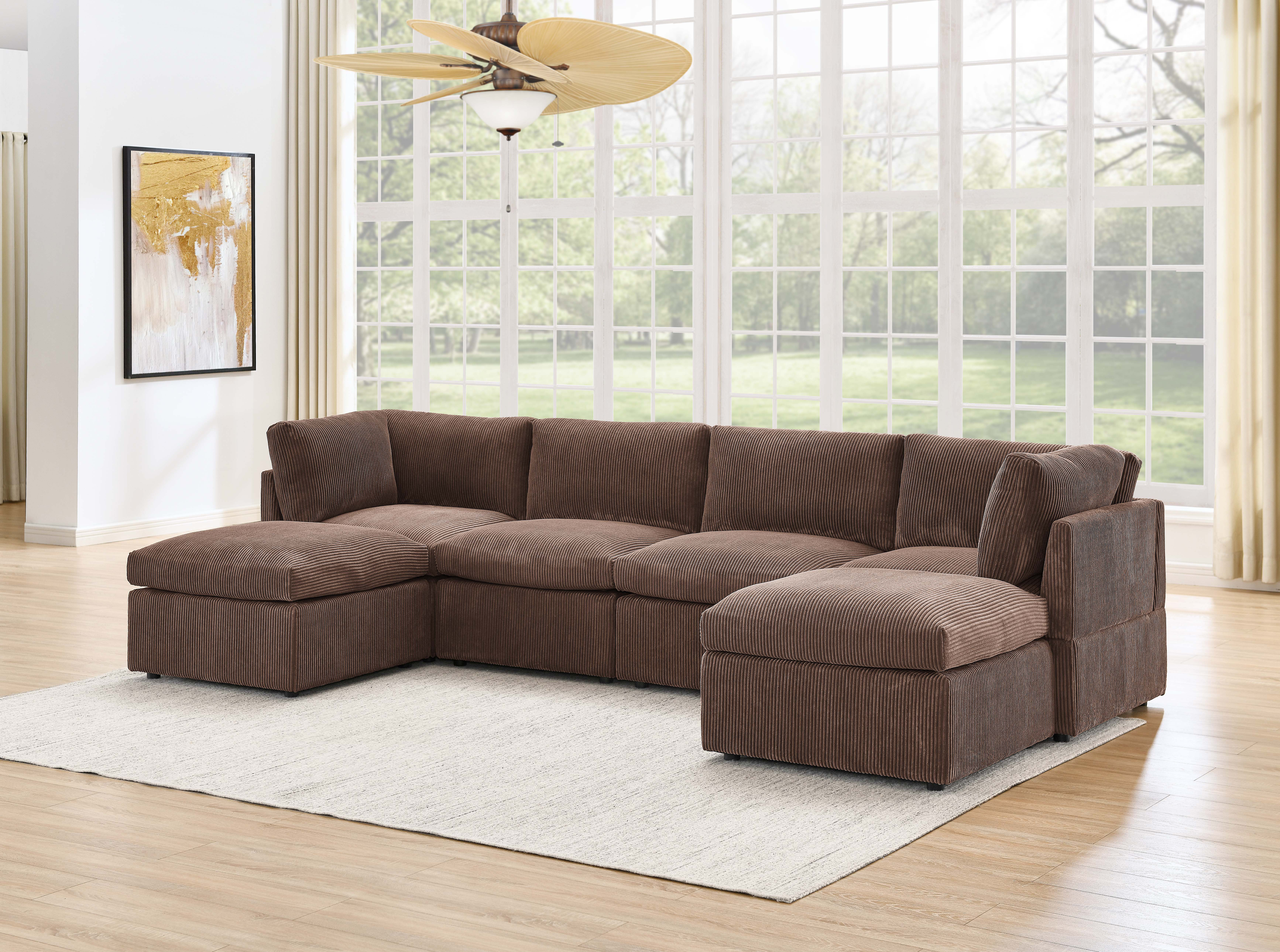 Annai 129" Wide Reversible Modular Corner Sectional with Ottoman