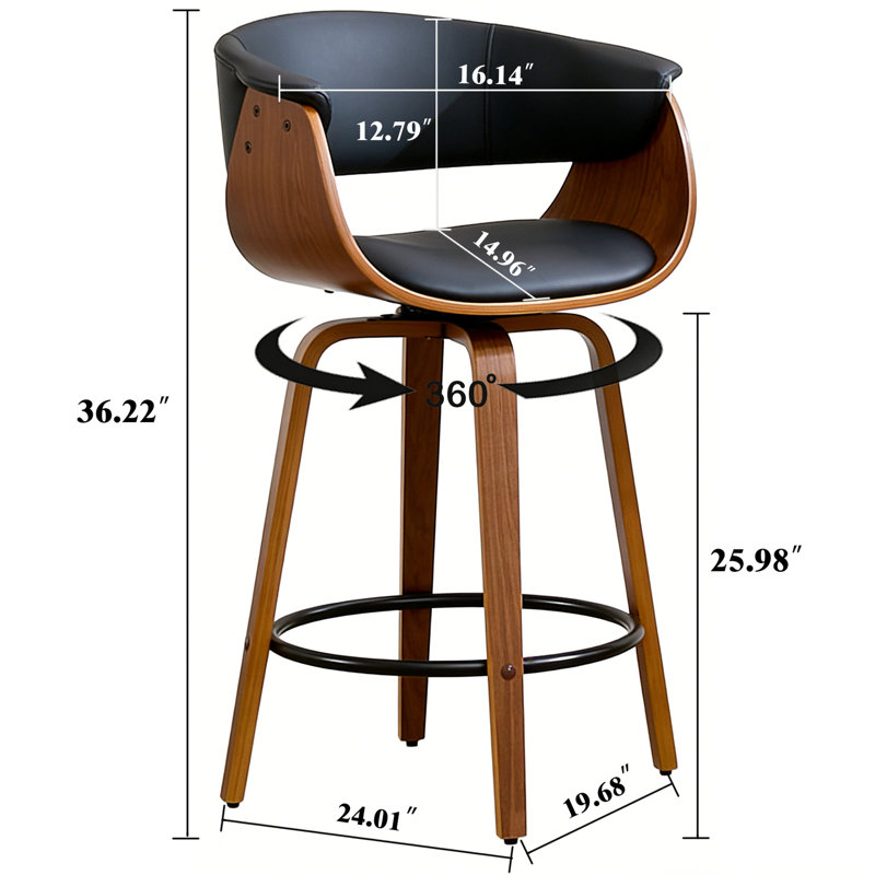 Tabourets de bar, Noir, Tabouret de comptoir (assise à une hauteur de 26 