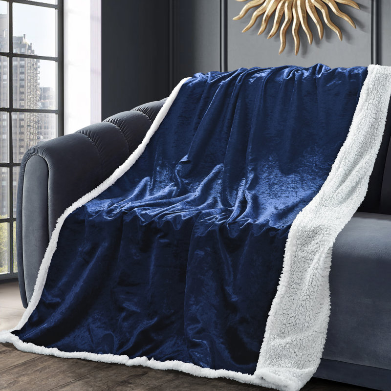 Episkopi Hand Woven Throw Blanket, Navy