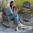 3-Piece Outdoor Rocking Chair Set, 28" H Rockers with Cushions, 19.3" H Glass Coffee Table, Gray