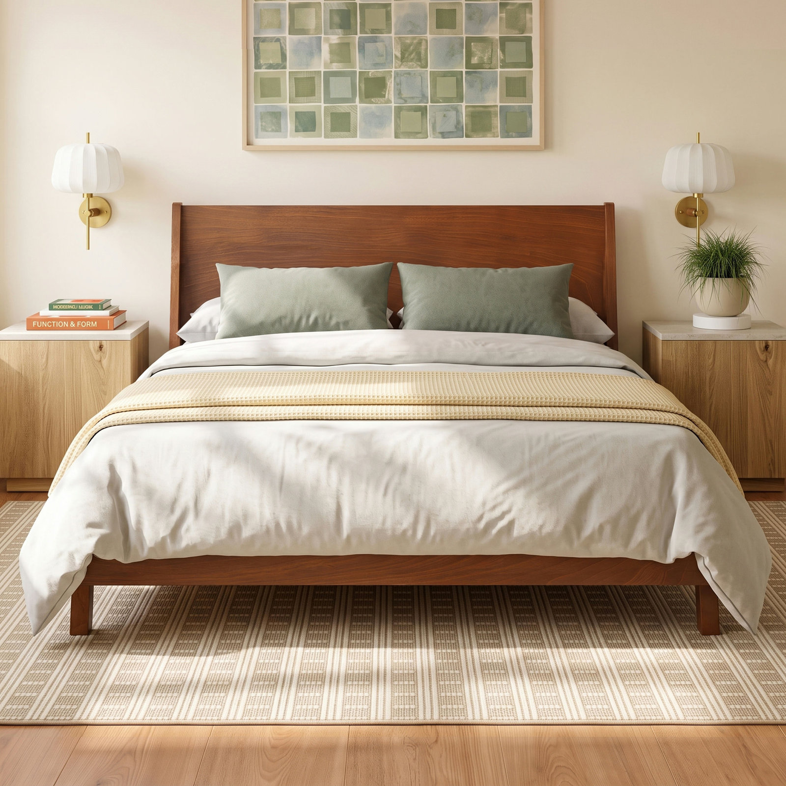 Juno Solid Wood Wingback Bed, Queen