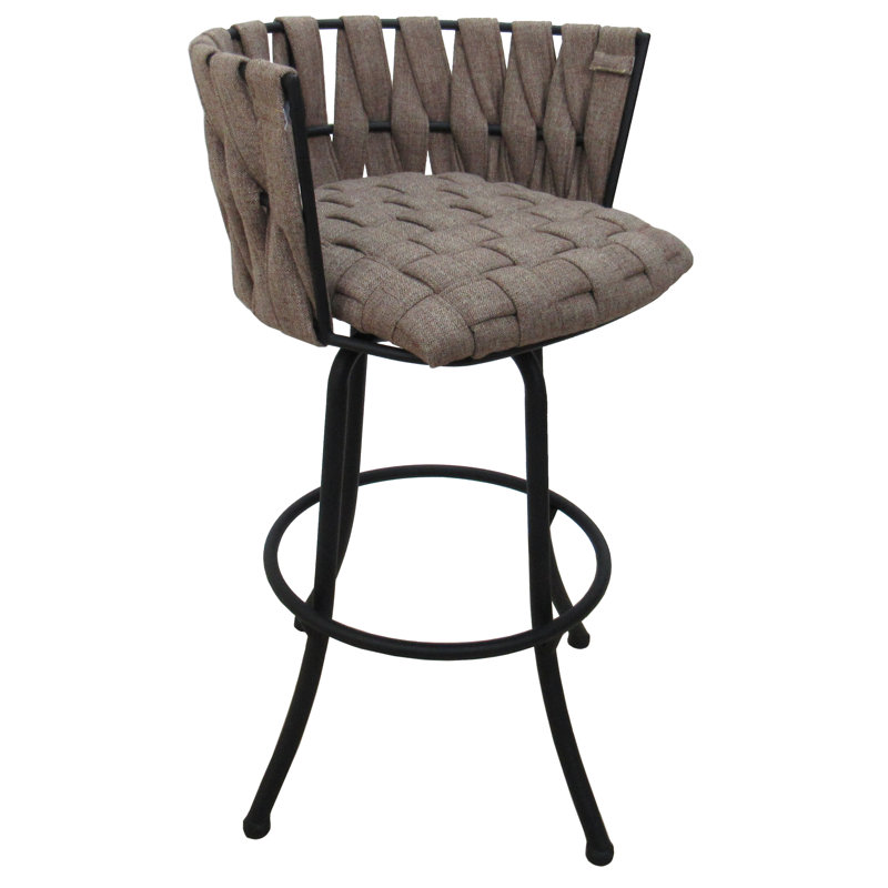 Kloe Custom Bar Stool Set of 3 Polyester Blend, Basin Beige, Bar Stool (30" Seat Height)
