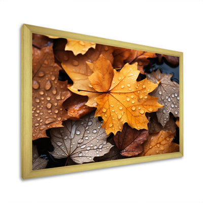 «Yellow and Orange Autumn Mapple Leaves 4», art mural érable