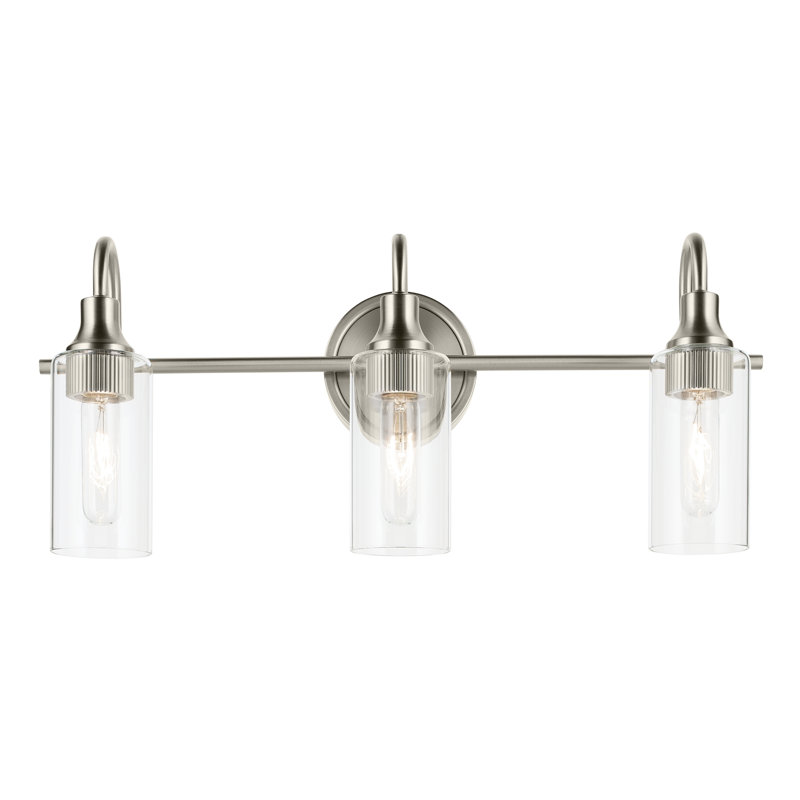 23" 3-Light Vanity Light with Clear Glass, Brushed Nickel