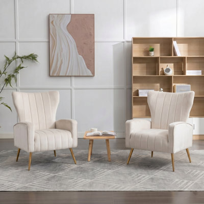Metal-legged Velvet Armchair