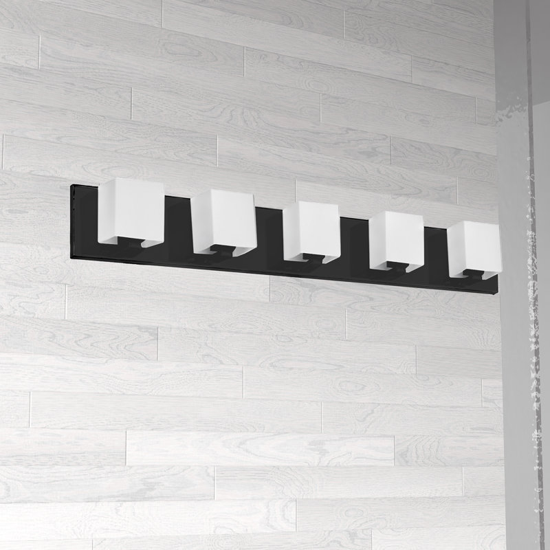 Barre d'éclairage de salle de bain 5 lumières Verona, Noir mat