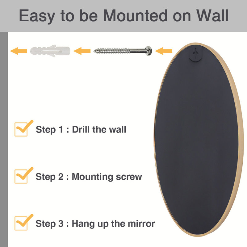 Aluminium Framed Wall Mounted Mirror, Black, 28" x 28"