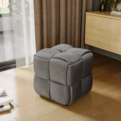 Viktualien Velvet Tufted Square Solid Colour Cube Ottoman