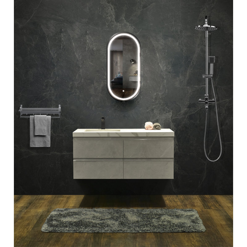 Ryckman Metal Oval Wall Mirror, Black