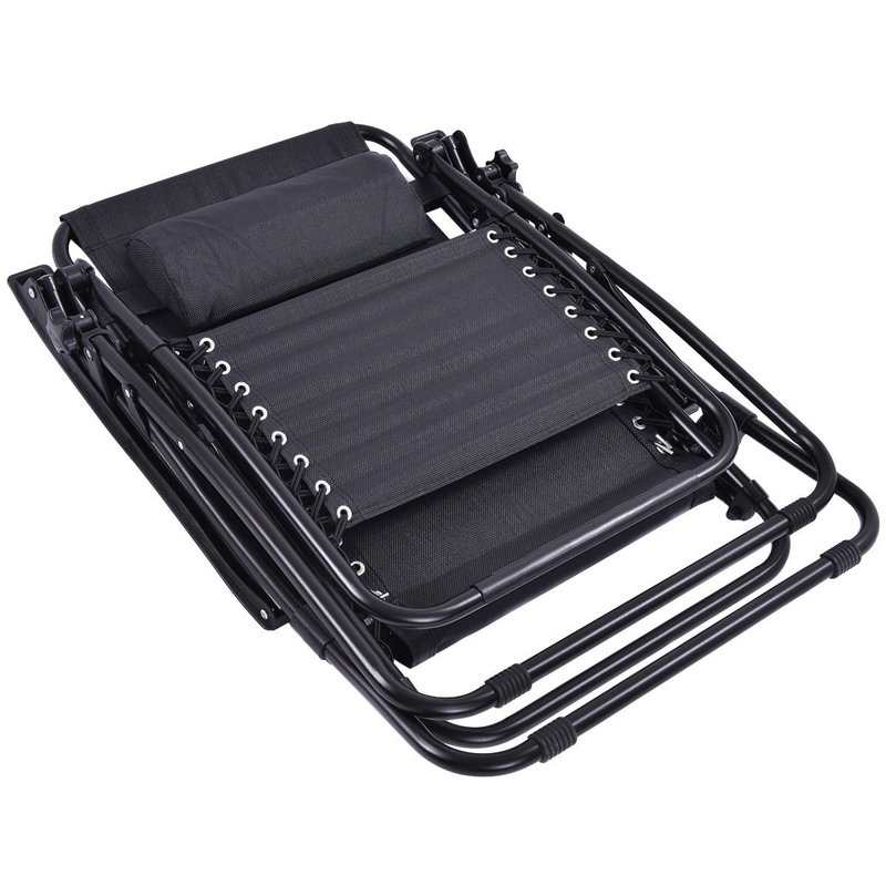Romero Outdoor Metal Chaise Lounge Set, 1, Black