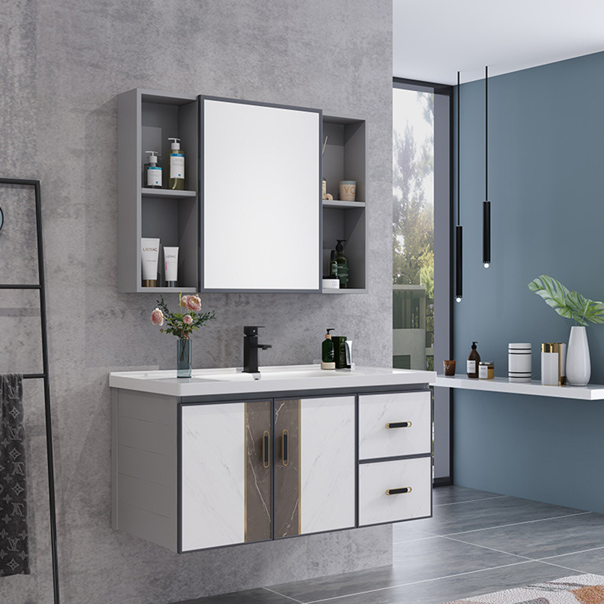 Modern Bathroom Cabinet with Drawers Wall Mounted Bathroom Cabinet