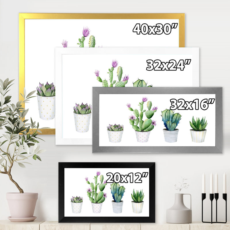 «Cactus Succulent Aloe Vera Home Plants In The Pots», reproduction d'art sur toile, H 16 po x l 32 po x p 1 po