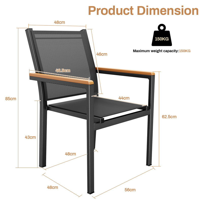 Aluminum Outdoor Lounge Chair, Black