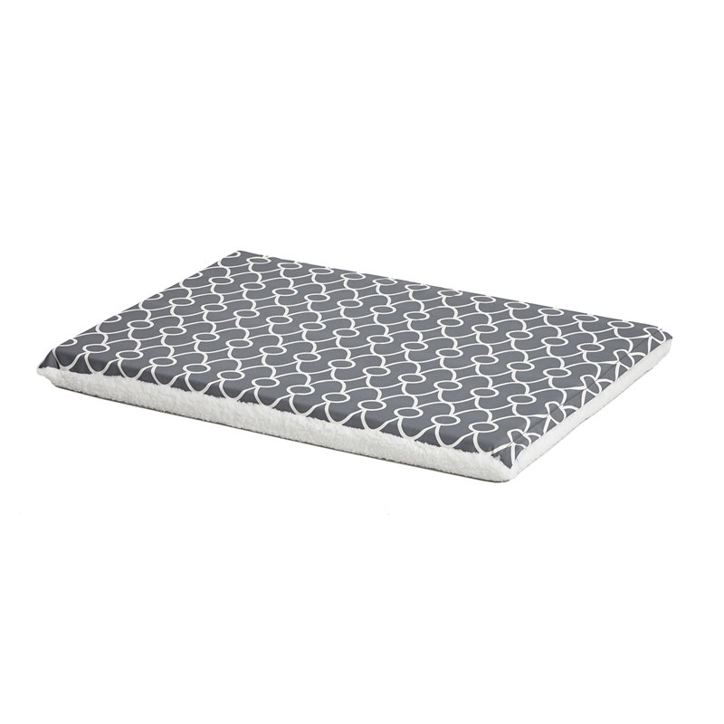 Small Orthopedic Gray and White Pet Bed with Geometric Pattern