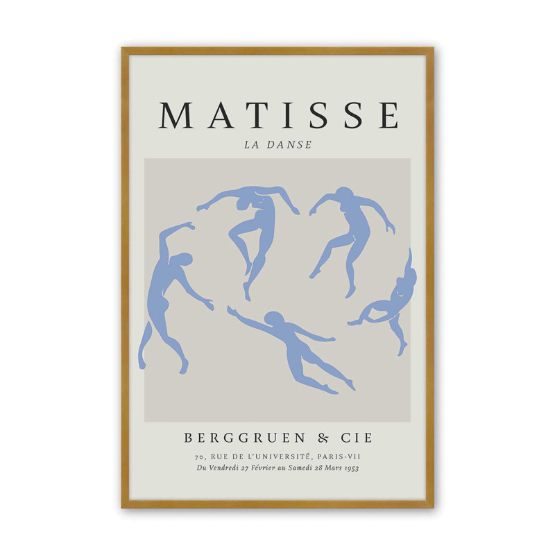 «La Danse in Blue Matisse», reproduction d'affiche, H 37,25 po x l 25,25 po x P 1,25 po, Or poli