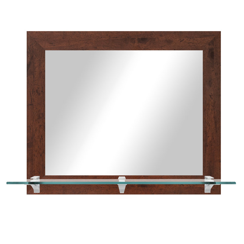 Engelbertus Flat Wall Mirror, Dark Walnut/Brushed Nickel