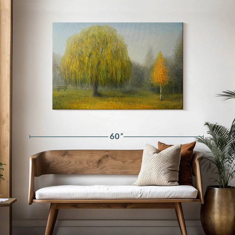 Misty Willow Tree, peinture, H 30 po x l 45 po