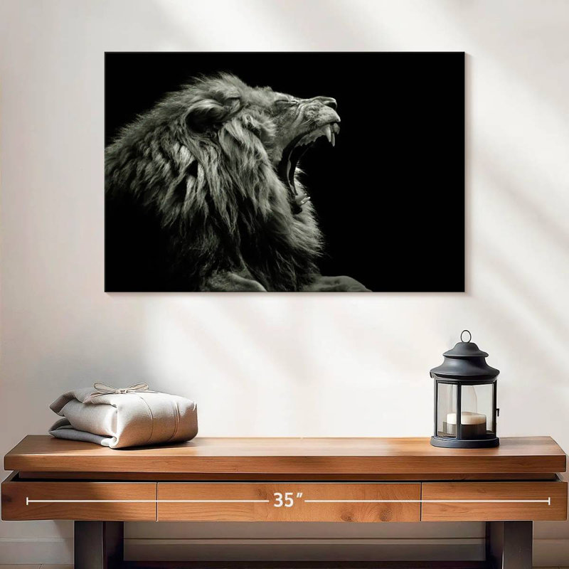 Tête de lion rugissant, H 16 po x l 24 po