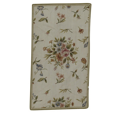Tapis taupe, vert et rose noué à la main de haute qualité
