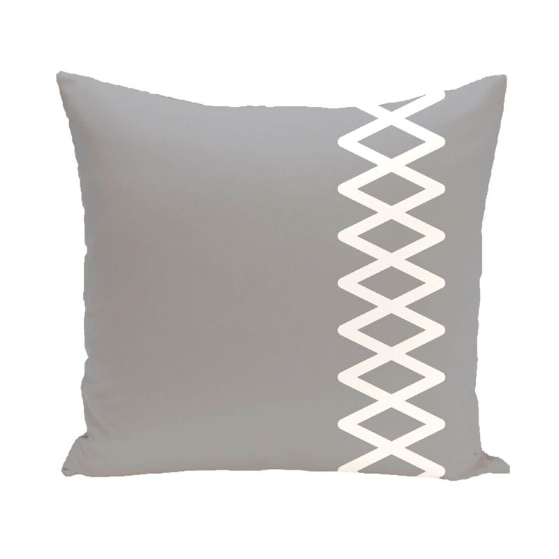 Lace Up Outdoor Reversible Throw Pillow, 18"x18", Classic Gray