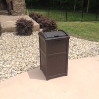 Suncast 30-gallon Durable Hideaway Trash Waste Bin Container For Outdoor  With Solid Bottom Panel And Latching Lid, Cyberspace (2 Pack) : Target