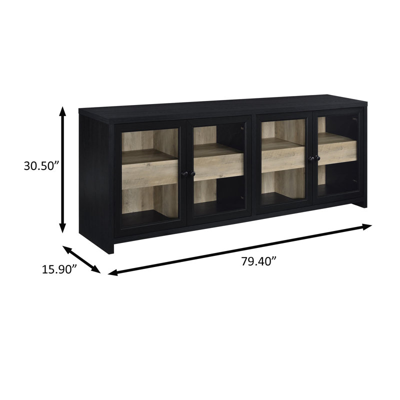 79.4" W Transitional TV Stand, Black